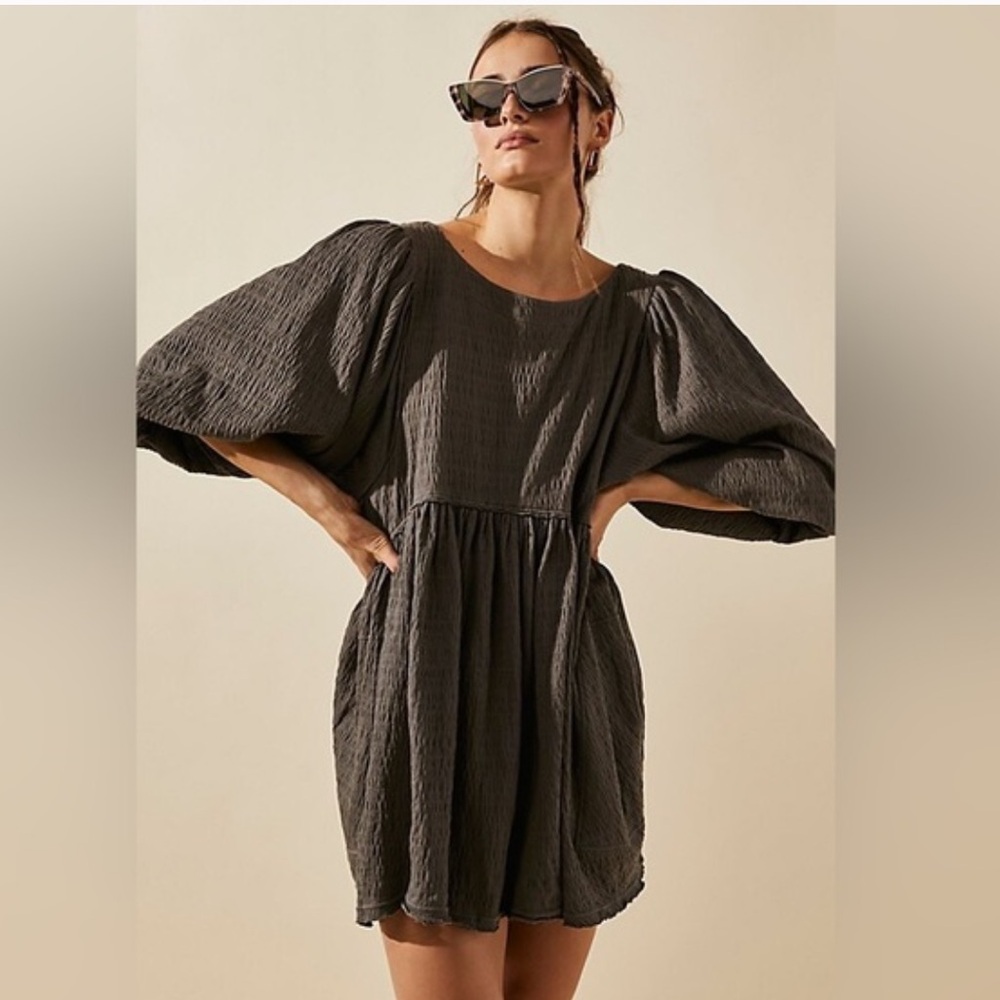 FP Get Obsessed Babydoll Dress - Pewter